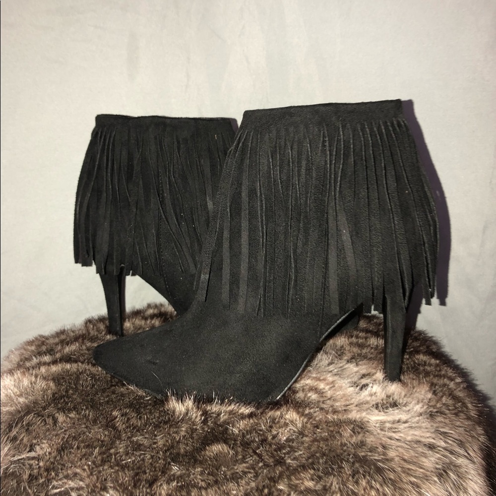 Suede Fringed Booties